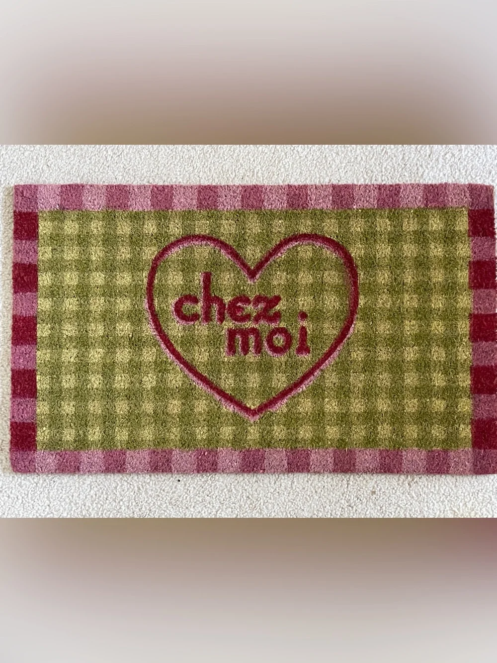 Chez Moi Gingham Coir Printed Door Mat from Anthropologie.
